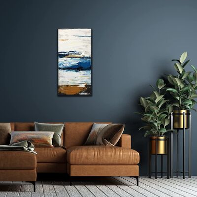 Modern Abstract Landscape Hand Painted Oil Painting with Hand Applied Gold Leaf on Canvas Wall Art Customized Size
