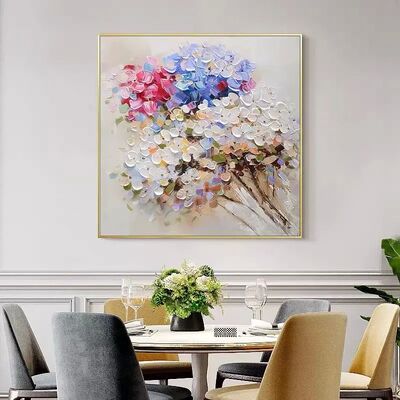Hand Painted 3D Relief Abstract Landscape Oil Painting on Canvas Wall Art with Customized Size