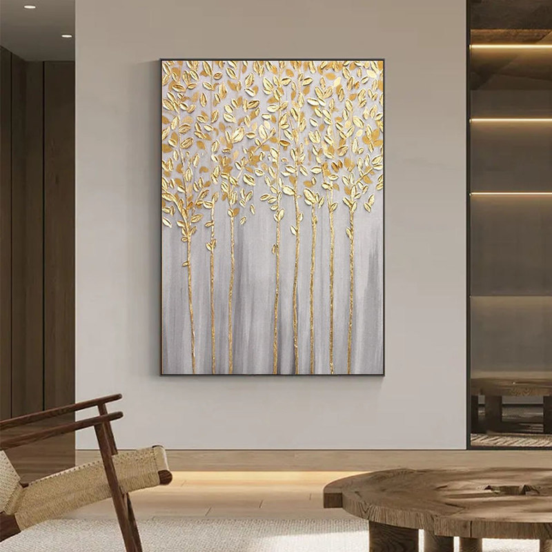 Modern Decoration Salon Posters On The Wall Pure Hand Drawn Abstract Oil Painting On Canvas Gold Foil Picture Medium Oil