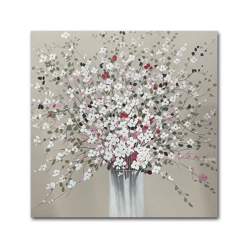 Modern Texture Hand Painted Oil Painting Colorful Flower Canvas Wall Art For Living Room