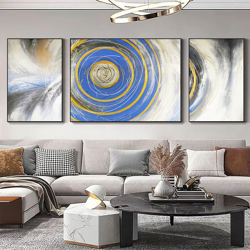 3 Pieces Modern Textured Canvas Oil Painting for Home Decor Abstract Whirlpool Decoration Painting Support Base Canvas