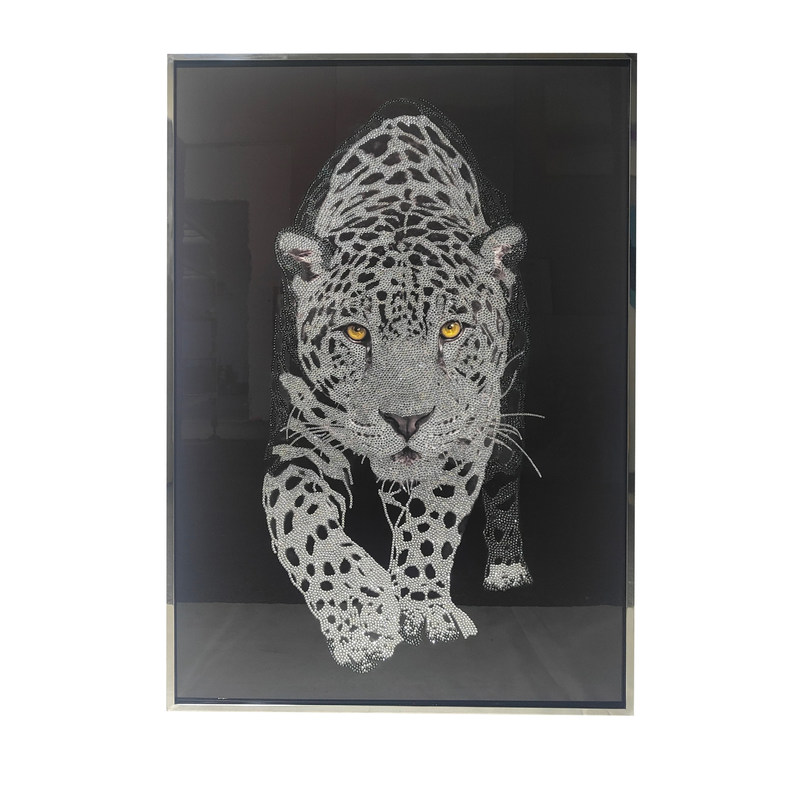 Modern Animal Leopard Wall Painting Crystal Porcelain Wall Art Custom Designs